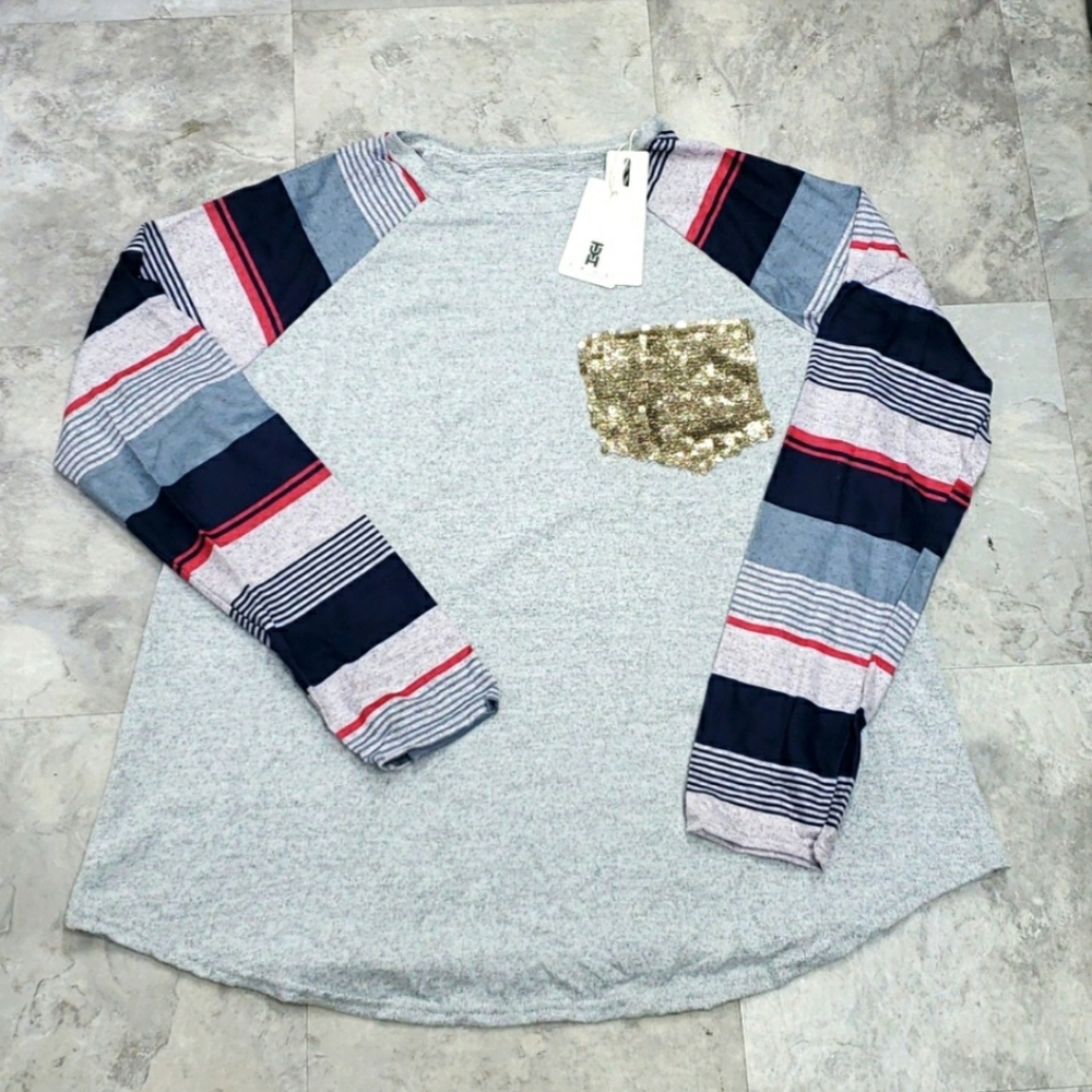 #10243-5 Women's appareal long sleeve shirt,L and XL,Gray